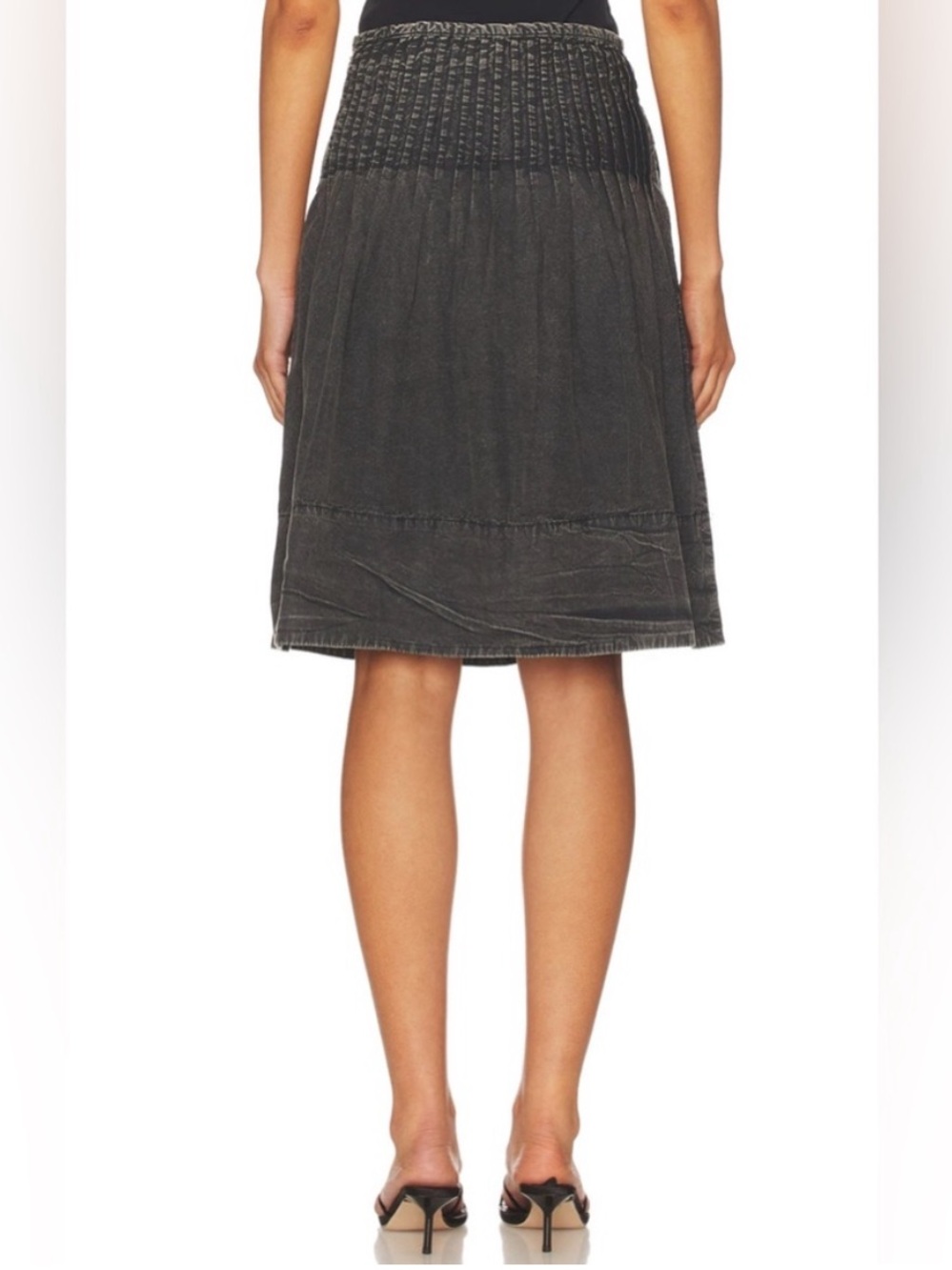 Free People Peyton Pintuck Skirt in Washed Black Size 10 - Picture 2 of 11